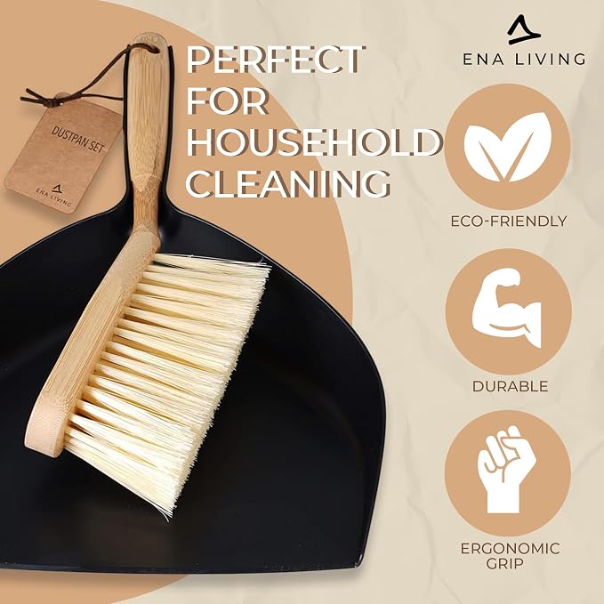 Bamboo Dust Pan & Brush Set, Portable Dustpan & Brush, Sturdy & Effective Dust - Image 6