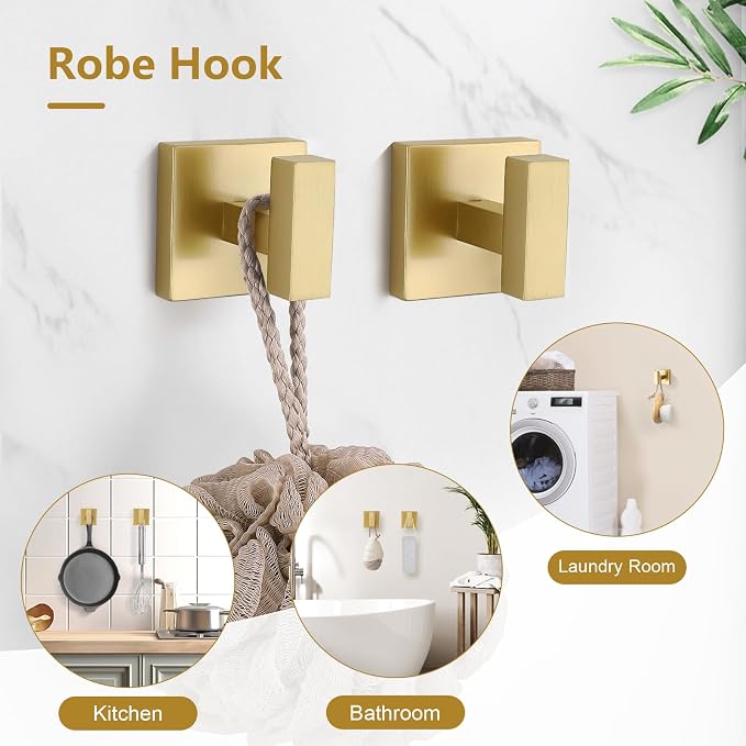 TQKAG 5-Pieces Brushed Gold Bathroom Hardware Accessories Set 23.6" SUS304 - Image 4