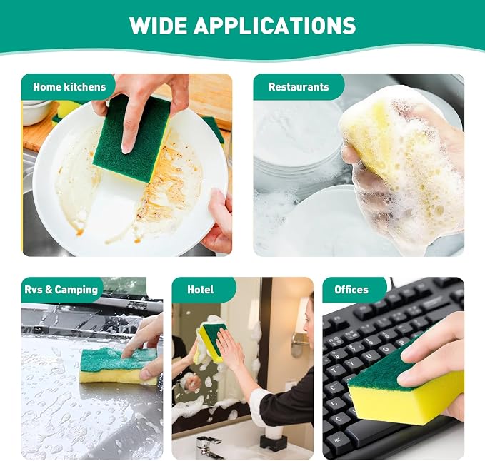 24-Pack Heavy Duty Scrub Sponges, Non-Scratch Kitchen Sponge - Image 6