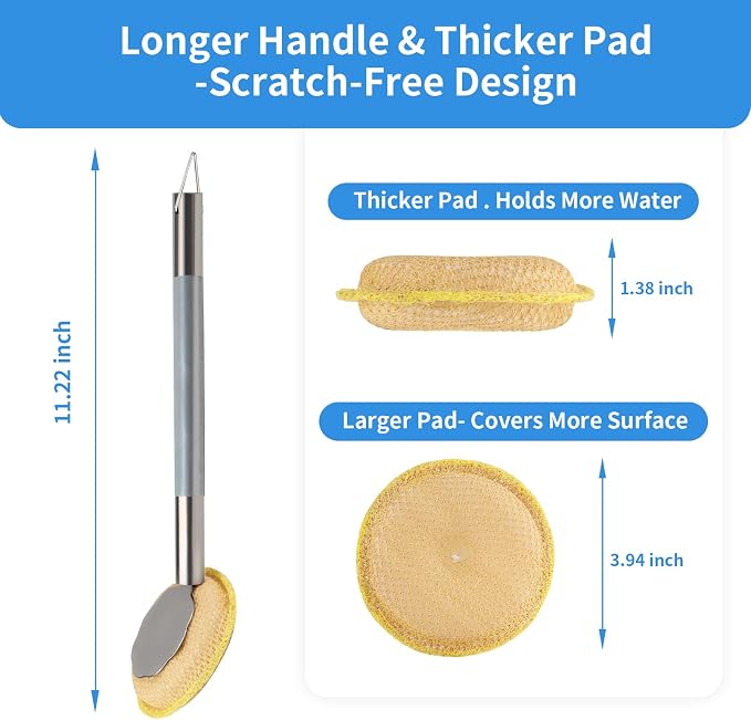 Oven Racks Clean Brush, Cast Iron Wok Skillet Scrubber Brush Non-Scratch - Image 4