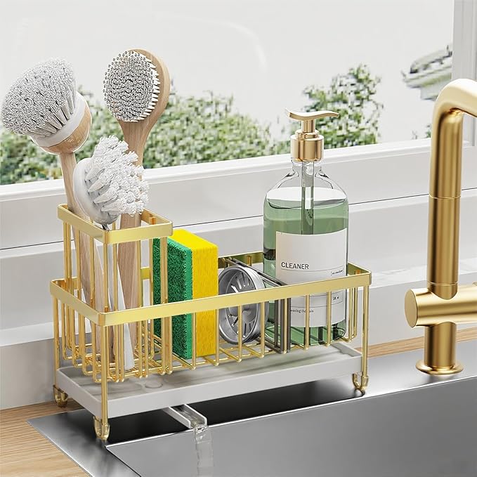 Cisily Gold Sponge Holder for Kitchen Sink, Sink Caddy Organizer by CISILYHOMELIFE