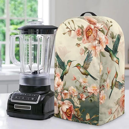 Hummingbirds Flower Blender Dust Cover Stand Mixer or Coffee Maker Appliance Covers with Drawstring, Anti Fingerprint Polyester Dust Proof Stain Resistant Blender Cover for Home Kitchen