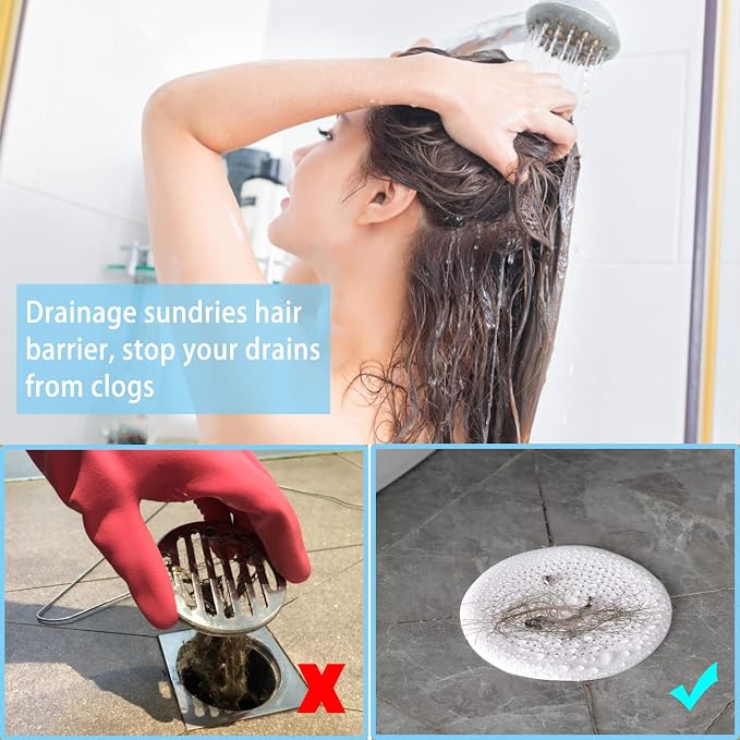 2-Pack Drain Hair Catcher Durable Silicone Hair Stopper Shower Drain Covers - Image 3