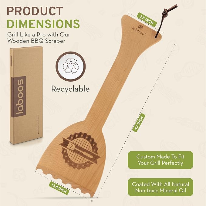 Wooden BBQ Grill Scraper – Beech Wood Griddle Cleaner - Image 4