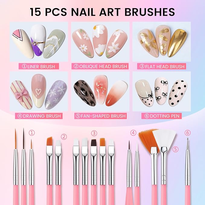 38Pcs Nail Art Brushes Set: Nail Art Tools - Image 2