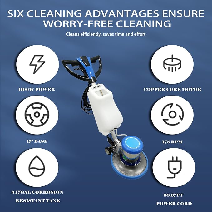 110V Floor Polisher Commercial Floor Scrubber Machine, Carpet Buffer Scrubber - Image 4