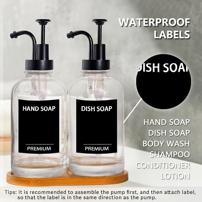 Dish Soap Dispenser for Kitchen, Hand Glass Soap Dispenser Set - Image 5