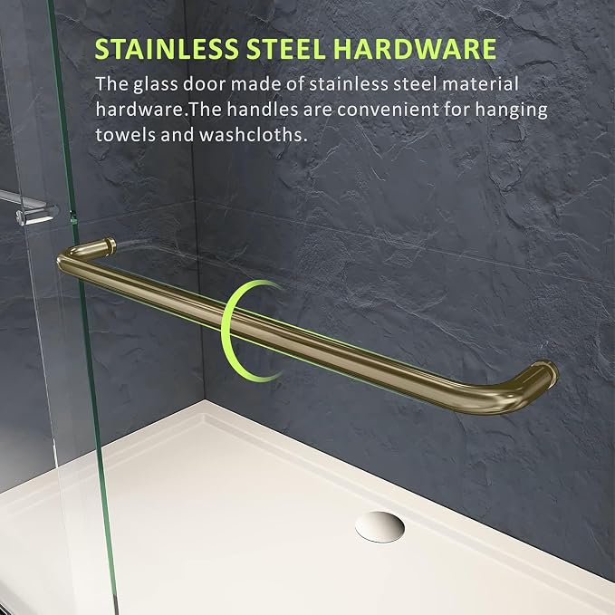 Brushed Gold Glass Shower Door 50-54'' W x 72'' H - Image 5