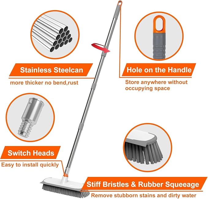 BITOPE Deck Scrub Brush with Long Handle, Heavy Duty Floor Cleaning Brush - Image 7