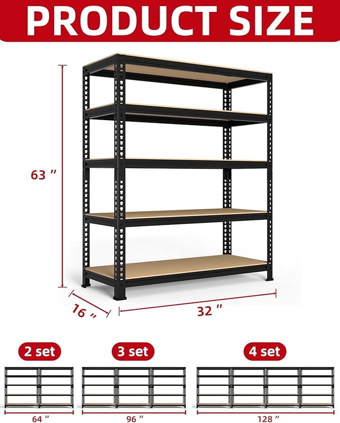 PrimeZone 32"W x 16"D x 63" H Storage Shelves - Image 3