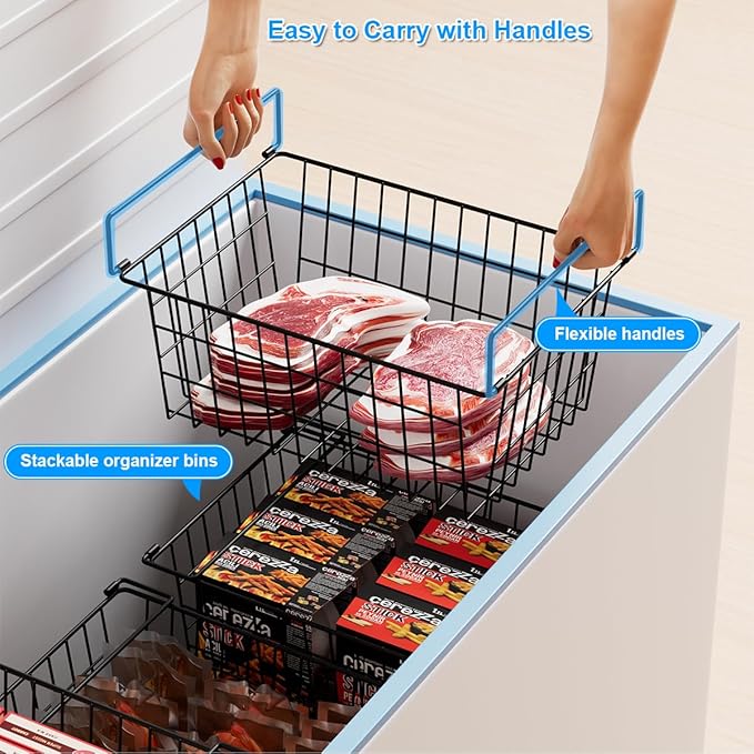 Freezer Organizer Bins, Large Capacity Stackable Baskets - Image 2