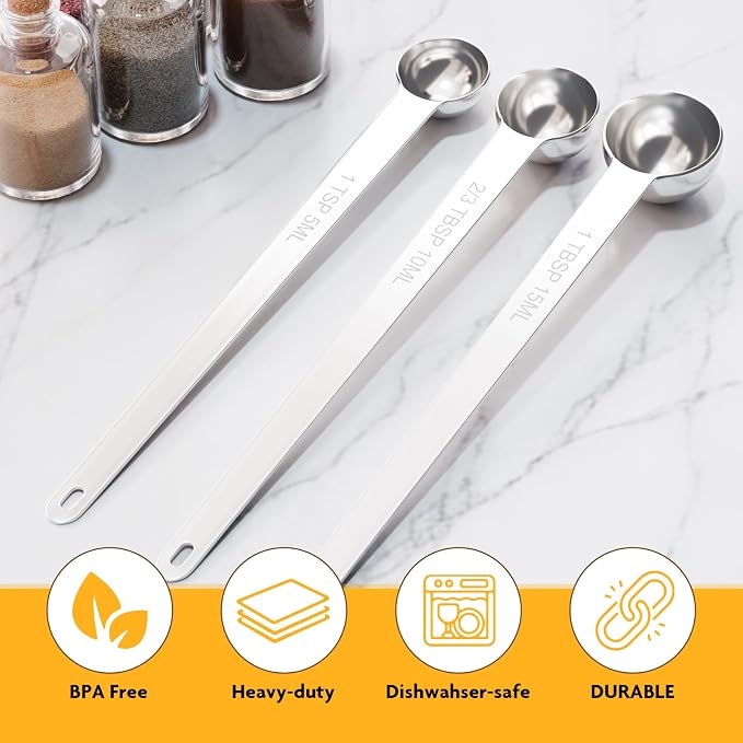2PCS 1Tbsp Extra Long Handle Measuring Spoon, Single Stainless Steel Individual - Image 4