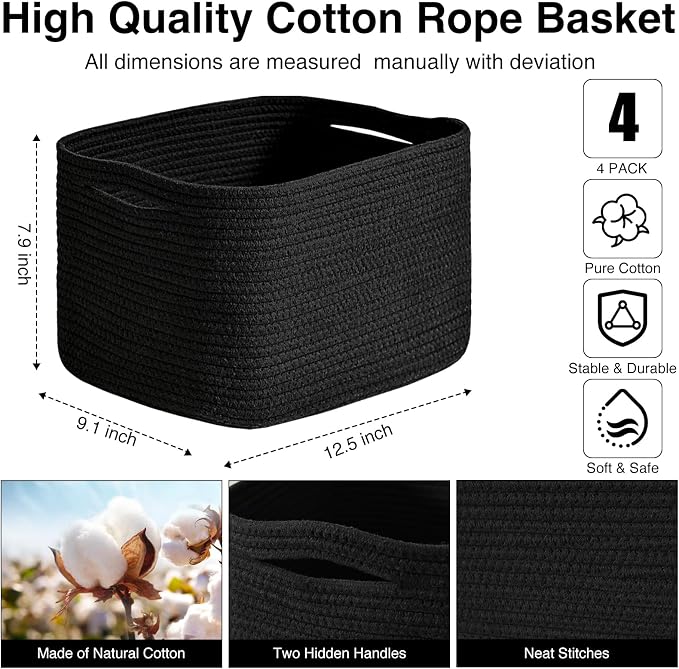 Black Storage Baskets for Shelves, Small Storage Baskets for Organizing - Image 3