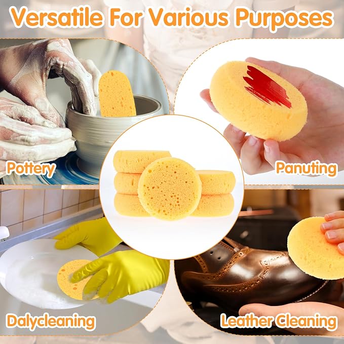 12PCS Kitchen Sponges for Washing Dishes Round Natural Cleaning Sponge - Image 5