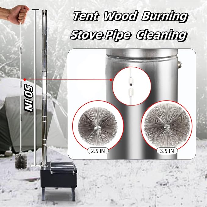 50-inch Long Tent Wood Burning Stove Pipe Cleaning Brush - Image 7