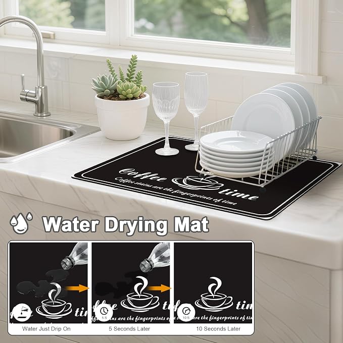 Dish Drying Mats for Kitchen Counter, Waterproof Coffee Mat for Countertop - Image 2