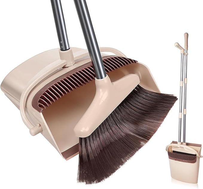 Broom and Dustpan Set, Long Handle Stand Up Broom and Dust Pan Combo, by MORDENMS