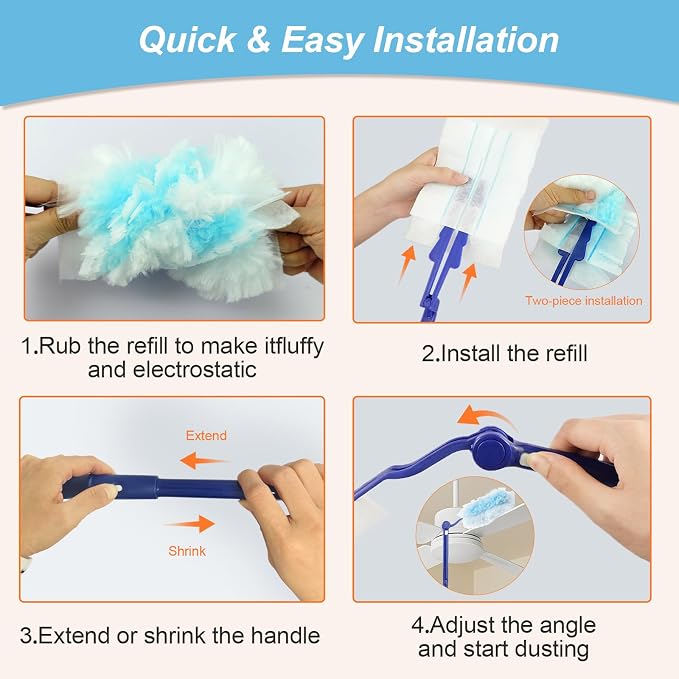 50 Count Duster Refills Kit for Swiffe Duster, One-Sided Electrostatic Duster - Image 4