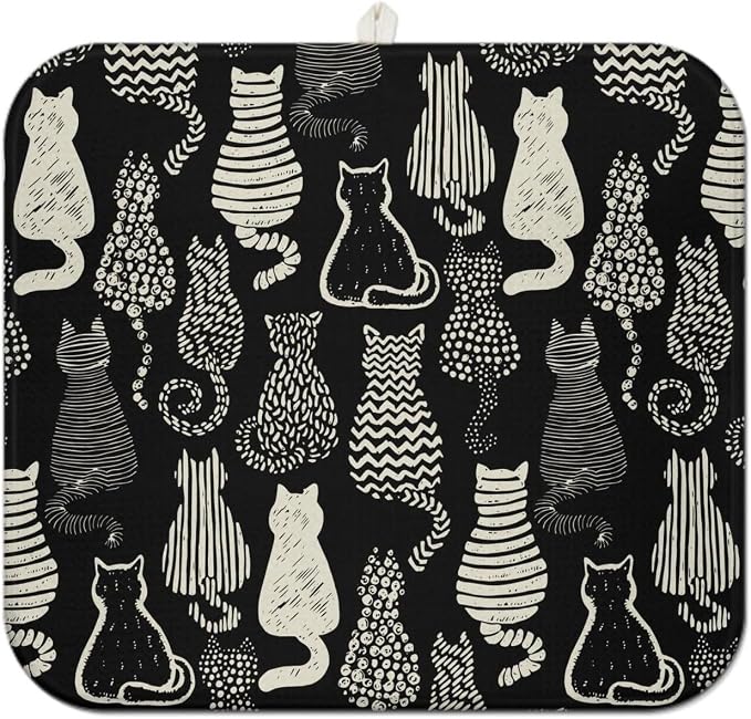 Cat Dish Drying Mat for Kitchen Countertops, Washable and Absorbent Kitchen by Unknown