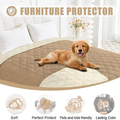 Smiry Waterproof Dog Bed Cover Blanket 40x80, Soft Reversible Pet Blanket, Washable Leakproof Cats Dogs Couch Cover for Sofa, Couch, Furniture, Lattice, Camel/Beige