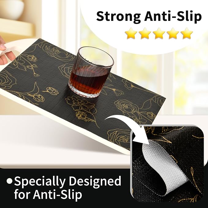 Shelf Liners for Kitchen Cabinets 12in x 20FT Non Adhesive Drawer Liner Black - Image 2