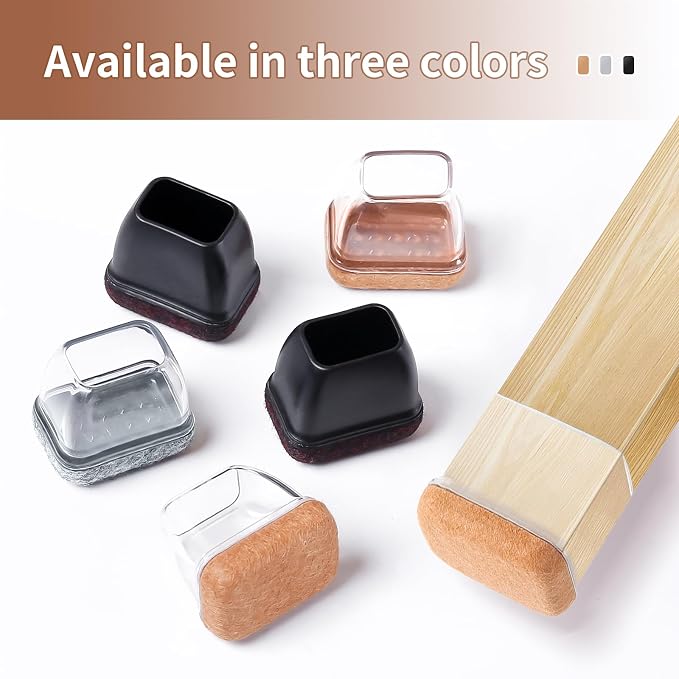 Ezprotekt 16 Pcs Rectangle Clear Felt Chair Leg Floor Protectors - Image 7