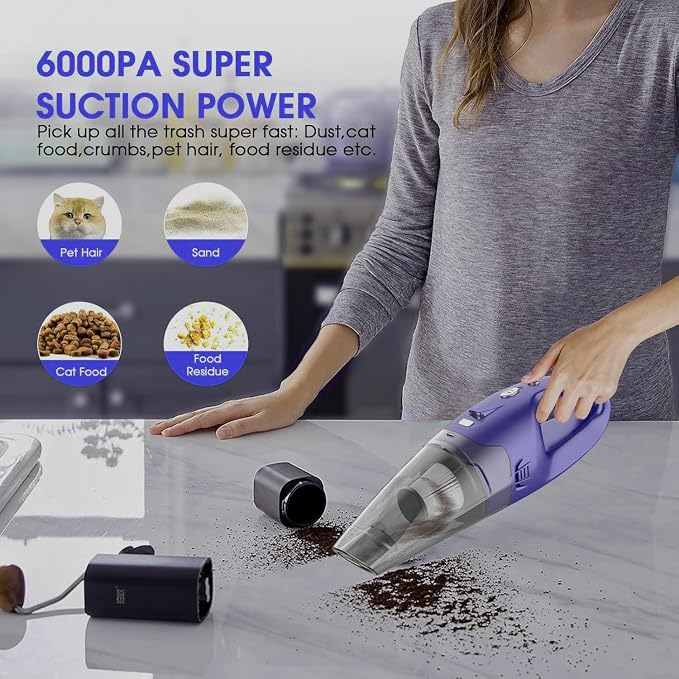 Handheld Vacuum Cordless Rechargeable – 6000Pa Mini Hand Held Vacuum, LED Light - Image 5