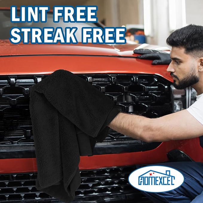 HOMEXCEL Professional Large Microfiber Car Drying Towels 2 Pack, Lint Free - Image 7