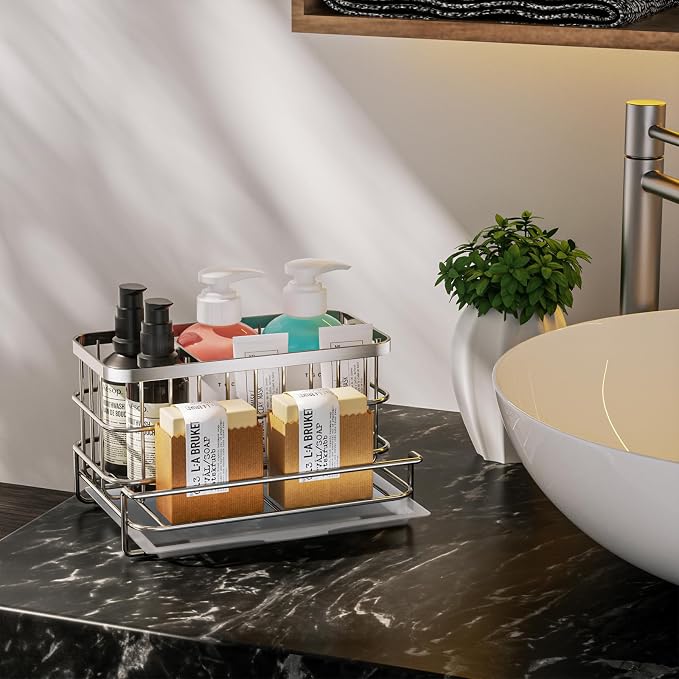 HapiRm Kitchen Sink Organizer, SUS304 Stainless Steel Rustproof Multifunctional - Image 7