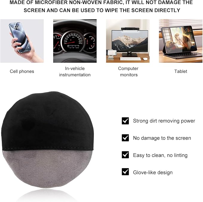 Car Screen Cleaner, Soft Microfiber Cloth Touch Screen Wipe Round Cleaning Tool - Image 3
