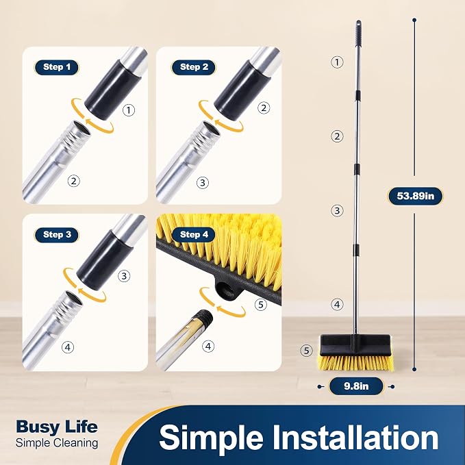 Yocada Deck Brush with 4-Section Extendable Handle Floor Scrub Brush Soft - Image 5