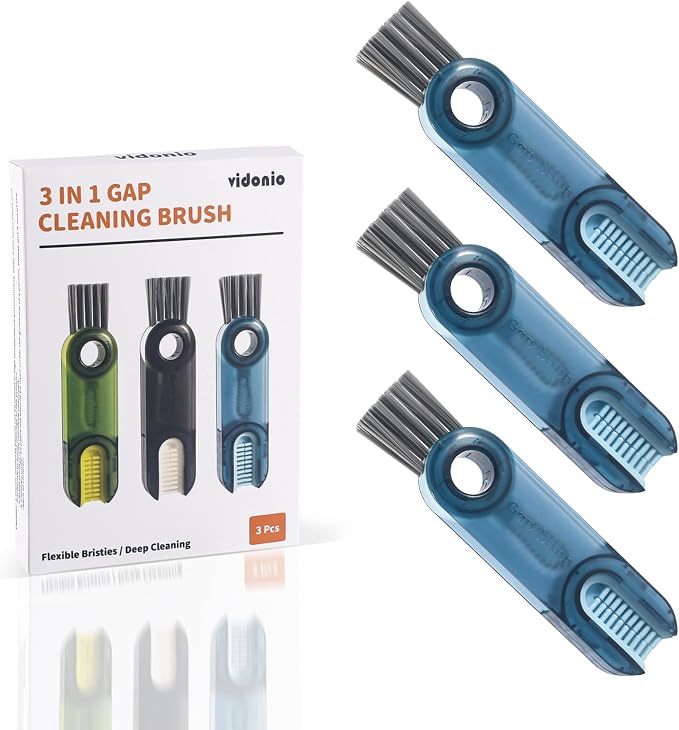 3 in 1 Cup Lid Gap Cleaning Brush Set, Mutipurpose Tiny Silicone Cup Holder by VIDONIO