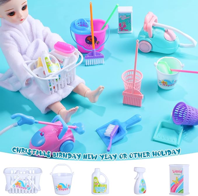 22 Pieces Miniature Bucket Doll Housework Cleaning Supplies Mini Dollhouse - Image 4