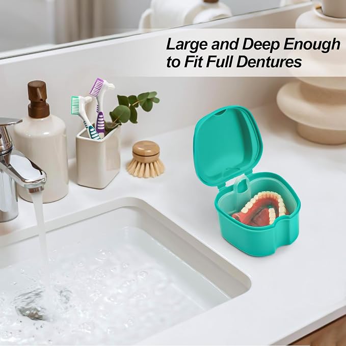 2 Pack Partial Denture Bath Case Retainer Cleaning Case Travel, Denture Storage - Image 3