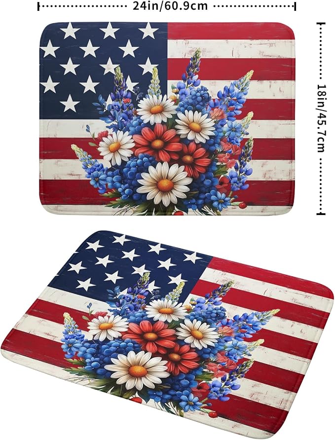 4th of July Patriotic Flower Dish Drying Mat - Image 2