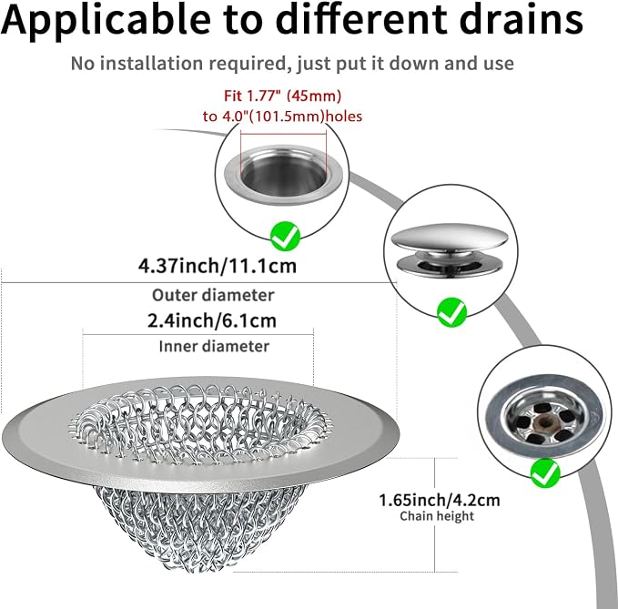 Shower Drain Hair Catcher, Fast Drainage Bathtub Drain Hair Catcher, Easy Clean - Image 2
