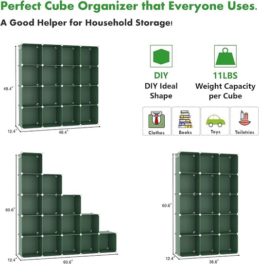 C&AHOME Cube Storage Organizer, 16-Cube Shelves Units, Plastic Storage Cubes - Image 2