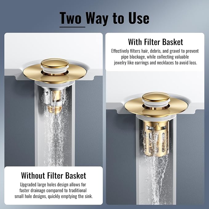 Bathroom Sink Stopper-All Metal Sink Stopper-Universal Fit 99% Bathroom Stopper - Image 9