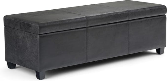 SIMPLIHOME Avalon 48 inch Wide Contemporary Rectangle Storage Ottoman Bench in by SimpliHome