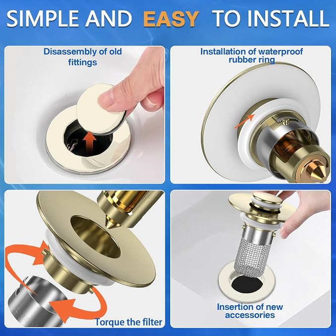 Sink Stopper Hair Catcher, Pop-up Sink Drain Strainer - Image 6