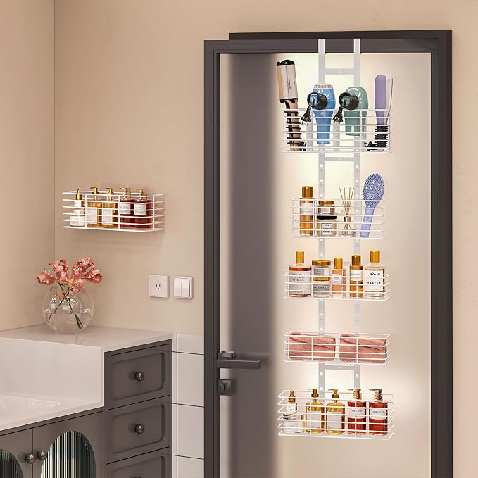 5-Tier Over The Door Organizer Bathroom Shelves Hair Tool Organizer - Image 5
