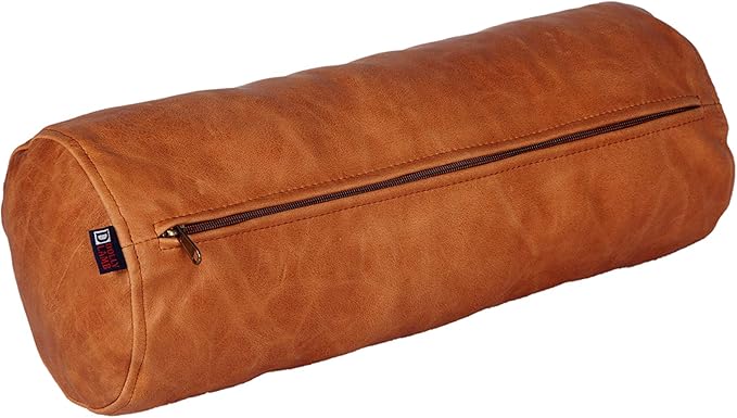 Neck Roll Pillow Cushion Cover, 16x5 Inch Full Moon Round Bolster Pillow Case, Cylinder Soft Lambskin Leather Pillowcase for Head, Spine & Neck Support During Sleep - Rusk Artical Pack of 2