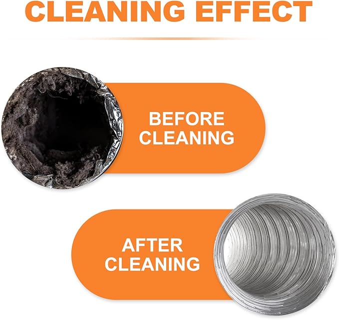 GASHER 23feet Home Dryer Vent Duct Cleaning Kit, 2 Jetter Nozzle, 1/4" NPT Ball - Image 5