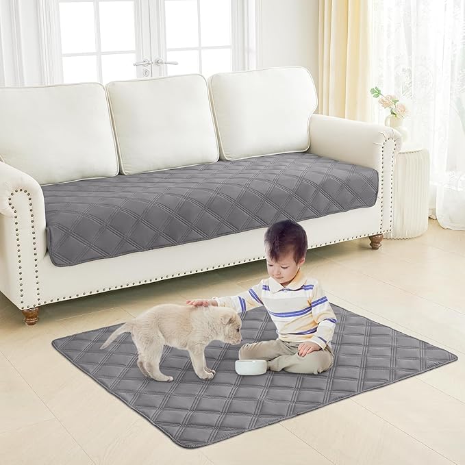 Smiry Waterproof Dog Bed Cover Blanket 40x90, Soft Reversible Pet Blanket, Washable Leakproof Cats Dogs Couch Cover for Sofa, Couch, Furniture, Lattice, Grey/Grey