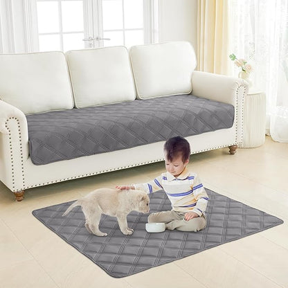 Smiry Waterproof Dog Bed Cover Blanket 40x90, Soft Reversible Pet Blanket, Washable Leakproof Cats Dogs Couch Cover for Sofa, Couch, Furniture, Lattice, Grey/Grey