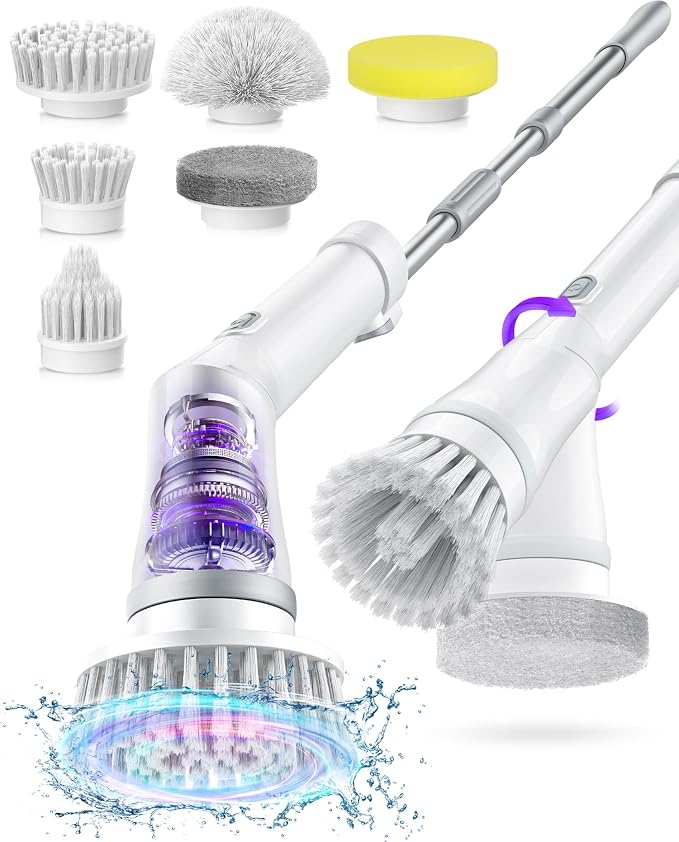 NBONEBS Electric Spin Scrubber, Cordless Shower Scrubber Rotary Floor Brushes & by NBONEBS