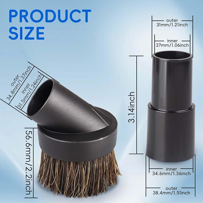 Vacuum Brush Attachments, 1.25” Round Dust Brush - Image 3