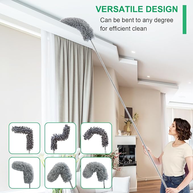 3 Pcs Extendable Microfiber Feather Duster, Electrostatic Bendable Head - Image 6