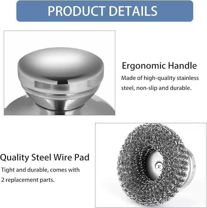 Onewly 2Pack Steel Wool Scrubber Set, Stainless Steel Scrubber - Image 2