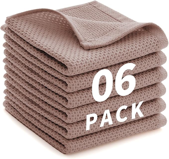 Cotton Dish Cloths 6 Pack, 12x12 Inch – Super Absorbent, Quick-Dry & Reusable by LikGuest
